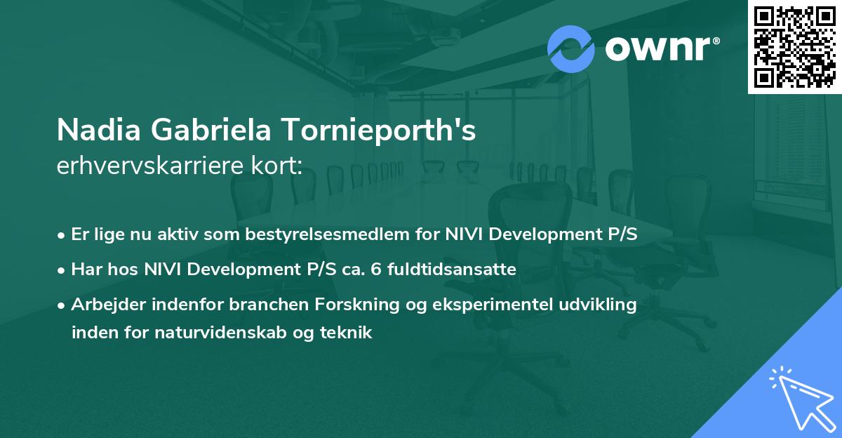 Nadia Gabriela Tornieporth's erhvervskarriere kort
