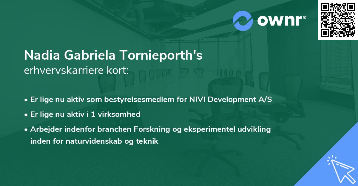 Nadia Gabriela Tornieporth's erhvervskarriere kort