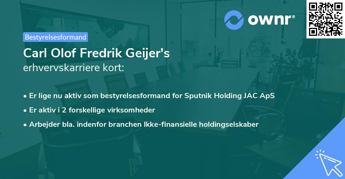 Carl Olof Fredrik Geijer's erhvervskarriere kort