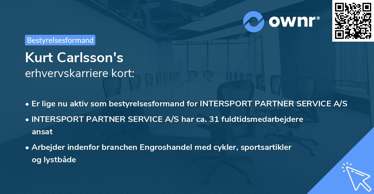 Kurt Carlsson's erhvervskarriere kort