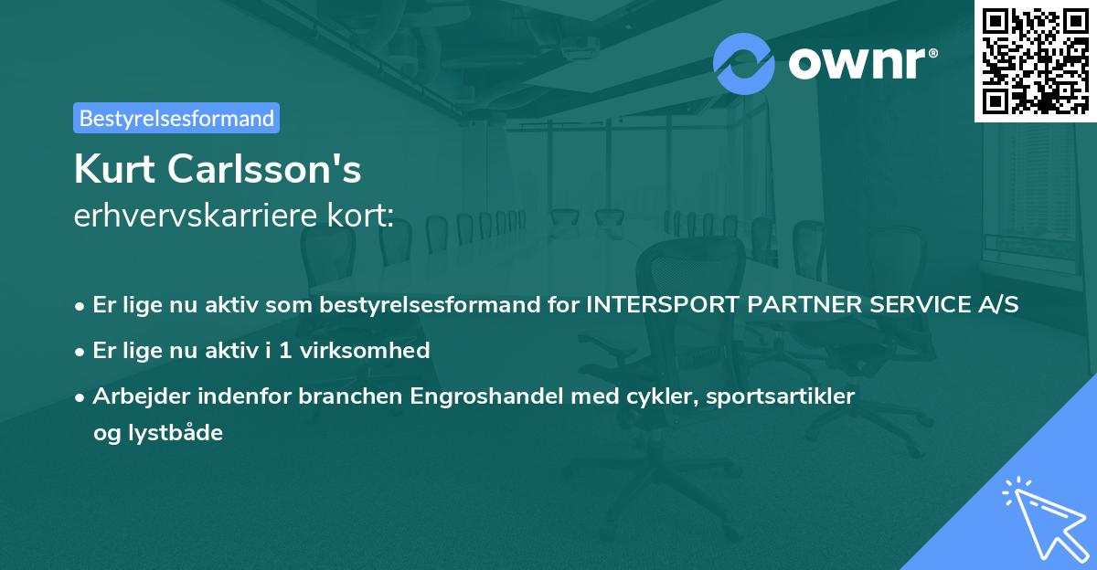 Kurt Carlsson's erhvervskarriere kort