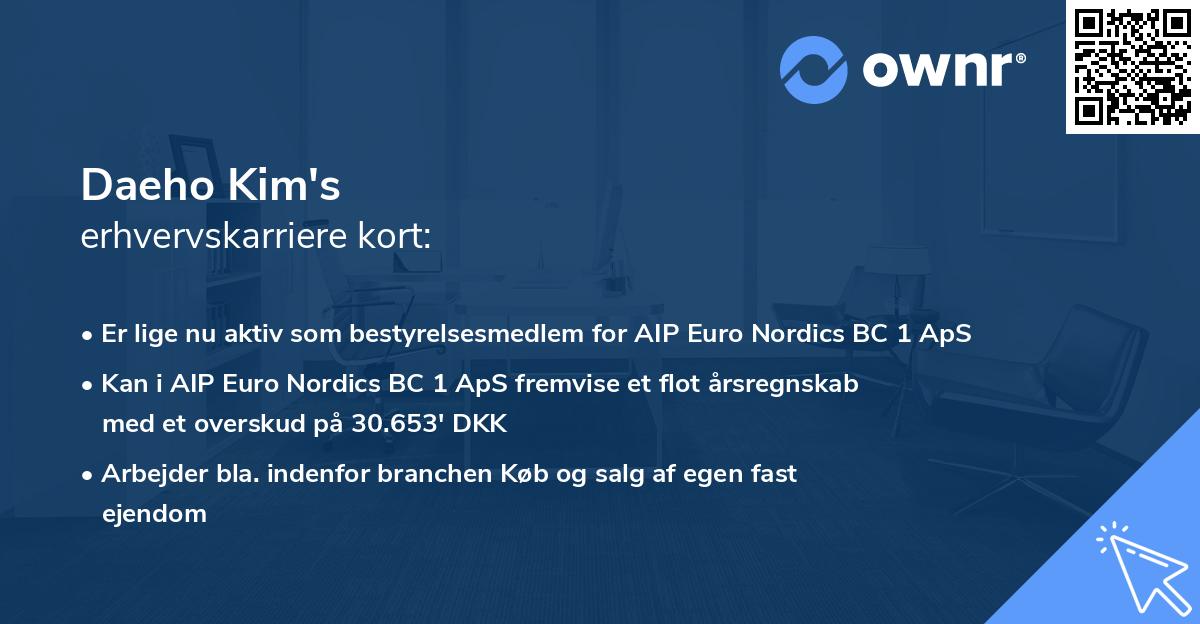 Daeho Kim's erhvervskarriere kort