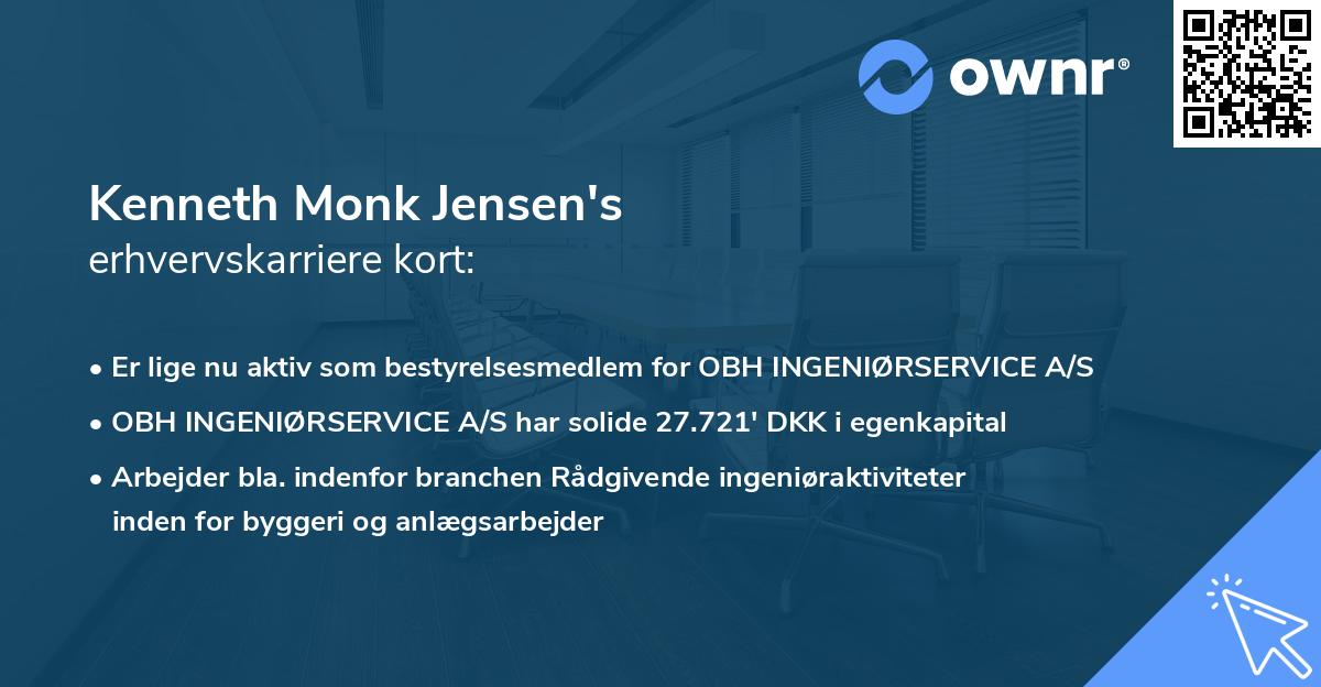 Kenneth Monk Jensen's erhvervskarriere kort