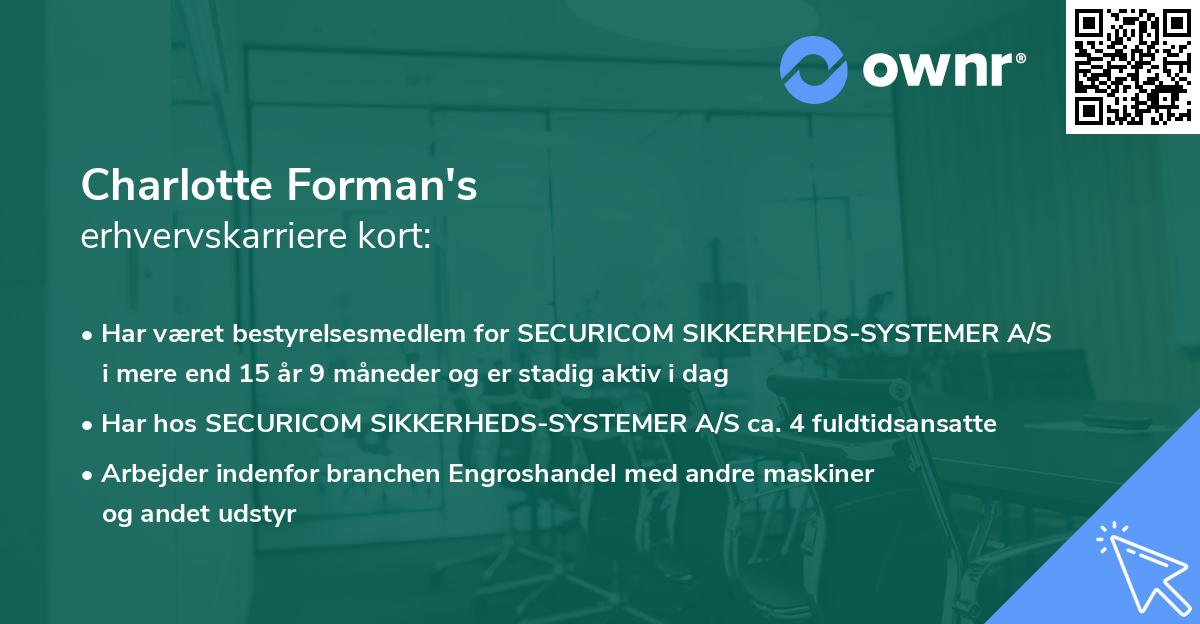 Charlotte Forman's erhvervskarriere kort