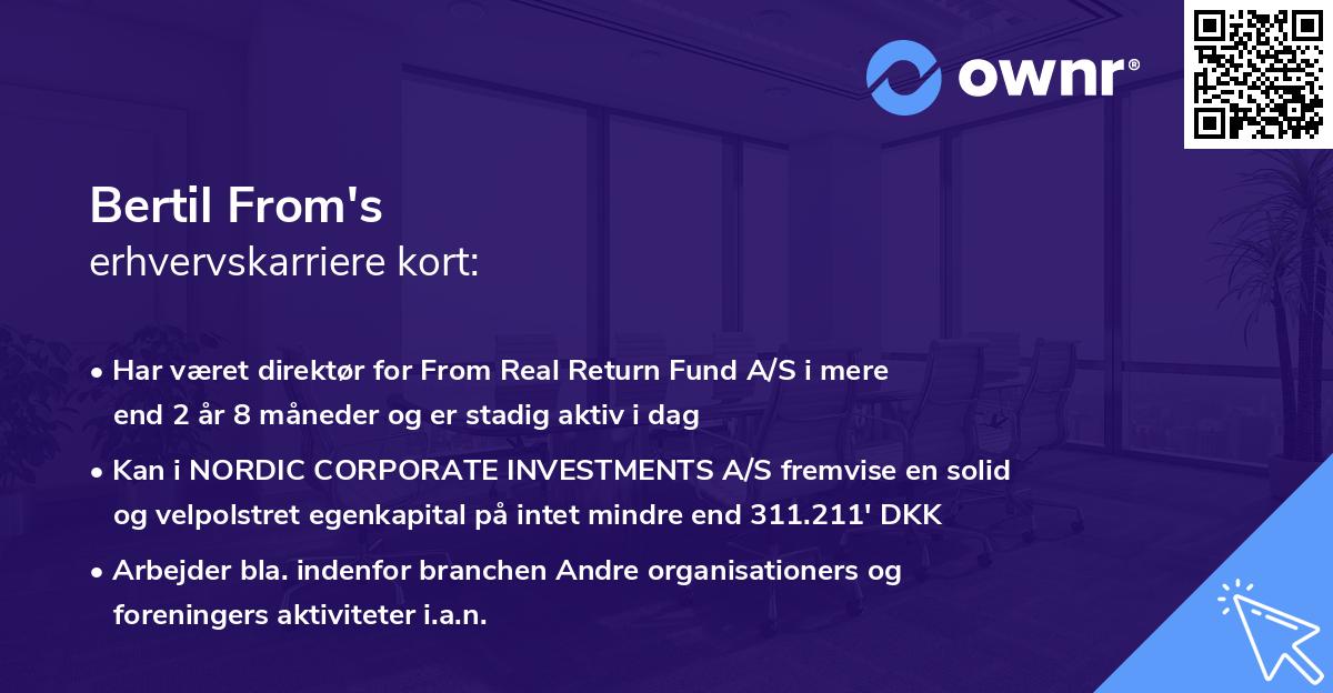 Bertil From's erhvervskarriere kort