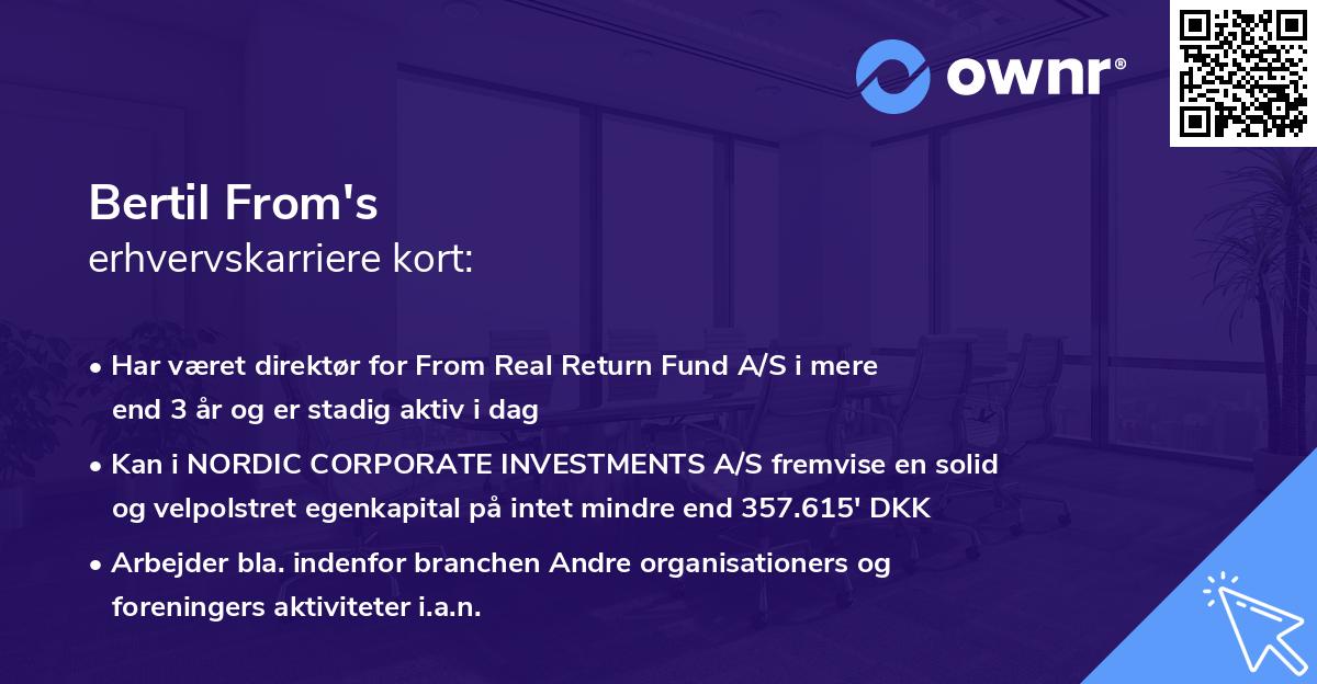 Bertil From's erhvervskarriere kort