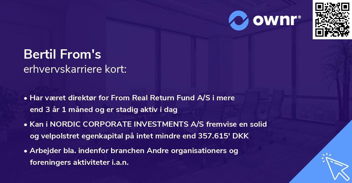 Bertil From's erhvervskarriere kort