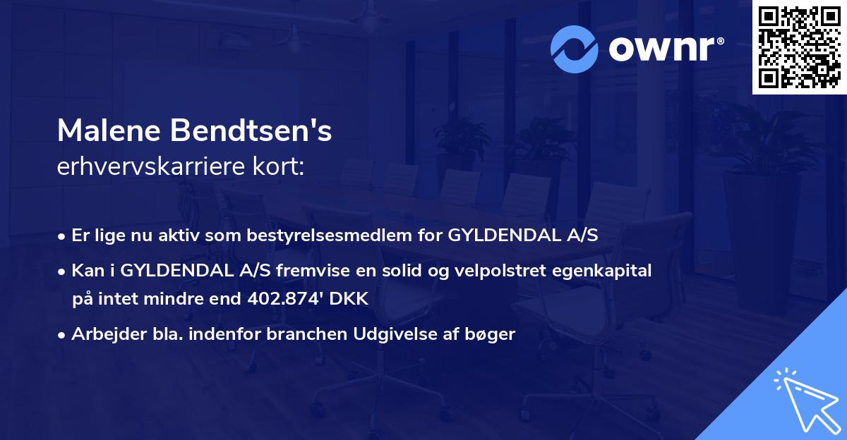 Malene Bendtsen's erhvervskarriere kort