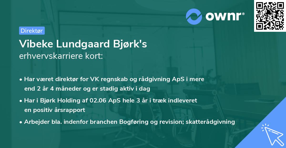 Vibeke Lundgaard Bjørk's erhvervskarriere kort