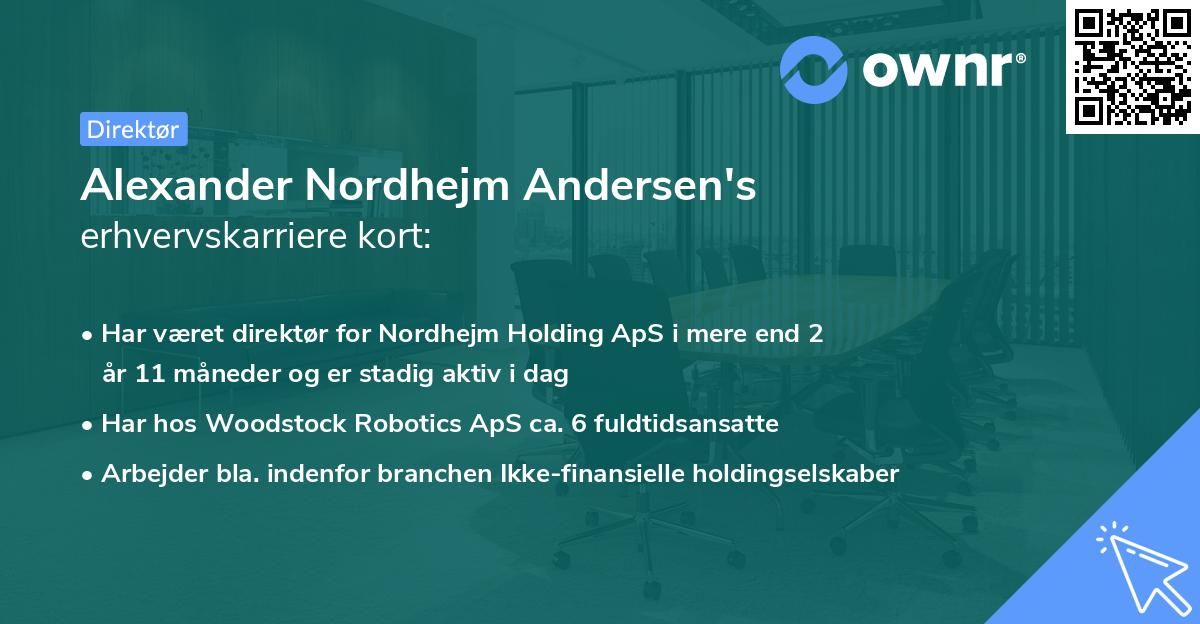 Alexander Nordhejm Andersen's erhvervskarriere kort