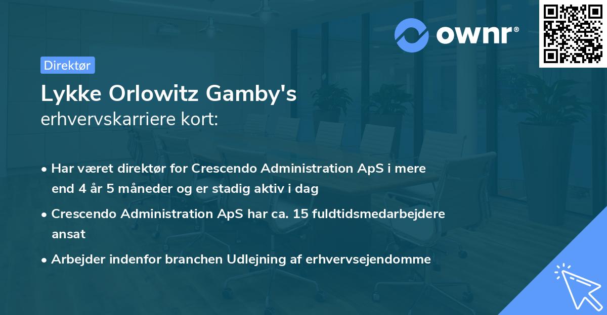 Lykke Orlowitz Gamby's erhvervskarriere kort