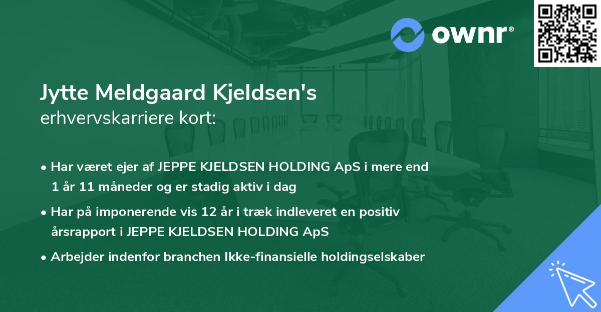 Jytte Meldgaard Kjeldsen's erhvervskarriere kort