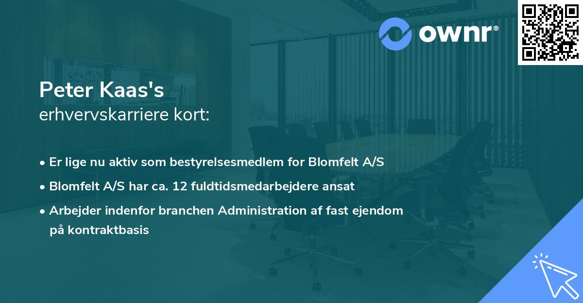 Peter Kaas's erhvervskarriere kort