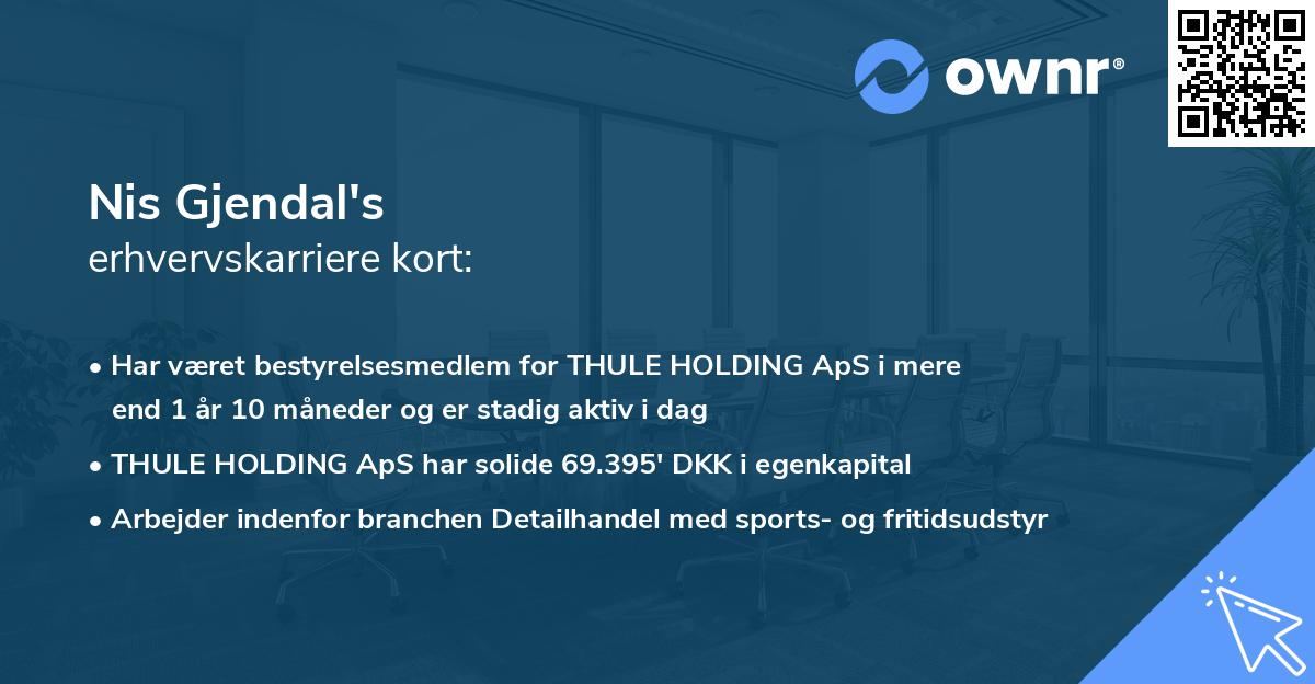 Nis Gjendal's erhvervskarriere kort