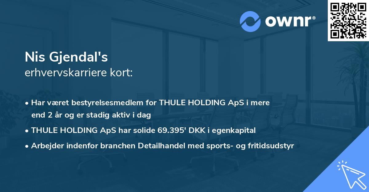 Nis Gjendal's erhvervskarriere kort