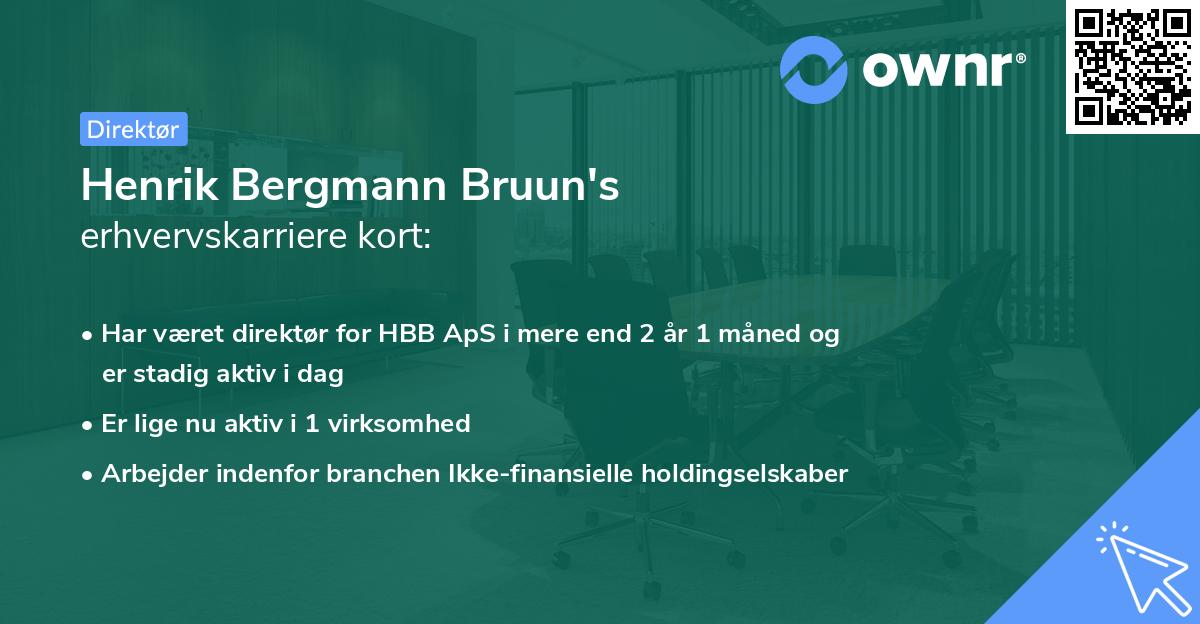 Henrik Bergmann Bruun's erhvervskarriere kort