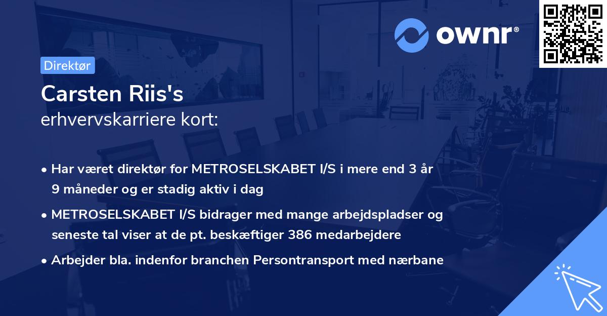 Carsten Riis's erhvervskarriere kort
