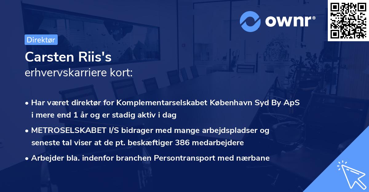 Carsten Riis's erhvervskarriere kort