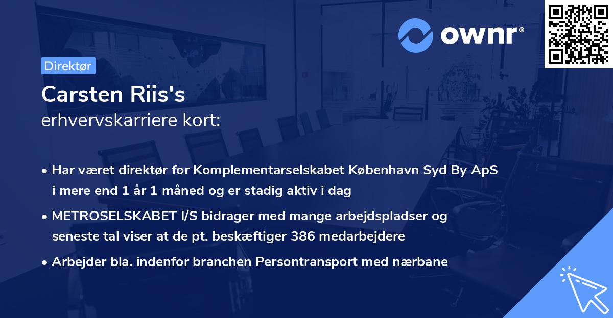 Carsten Riis's erhvervskarriere kort