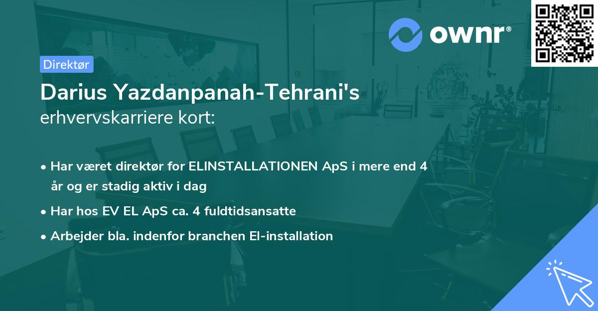 Darius Yazdanpanah-Tehrani's erhvervskarriere kort