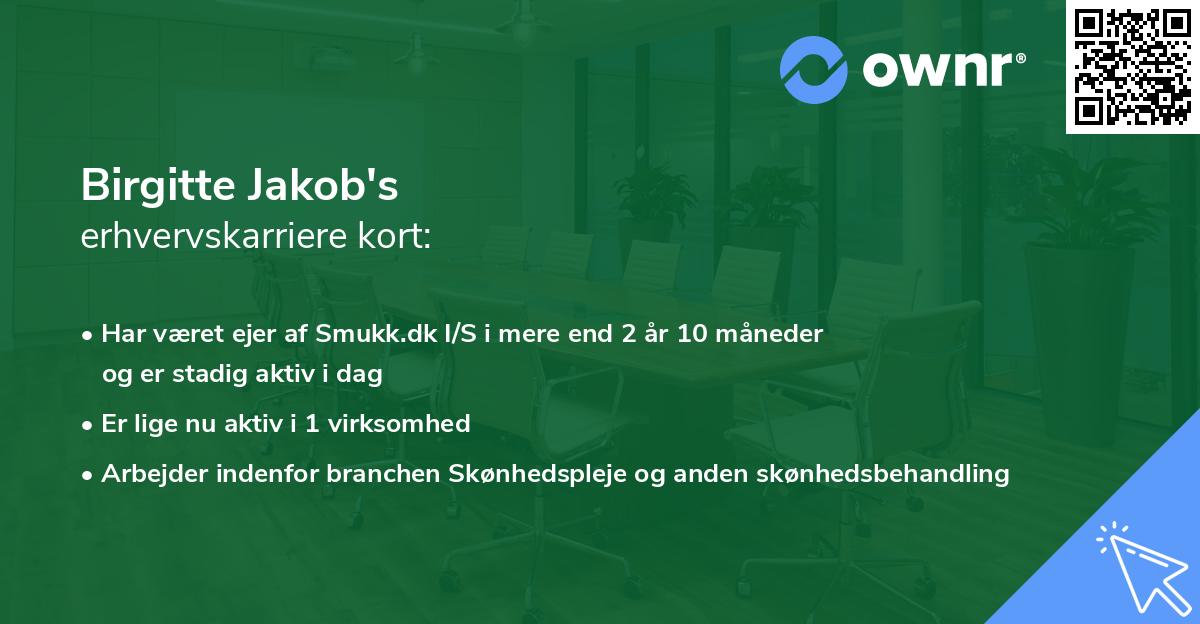 Birgitte Jakob's erhvervskarriere kort