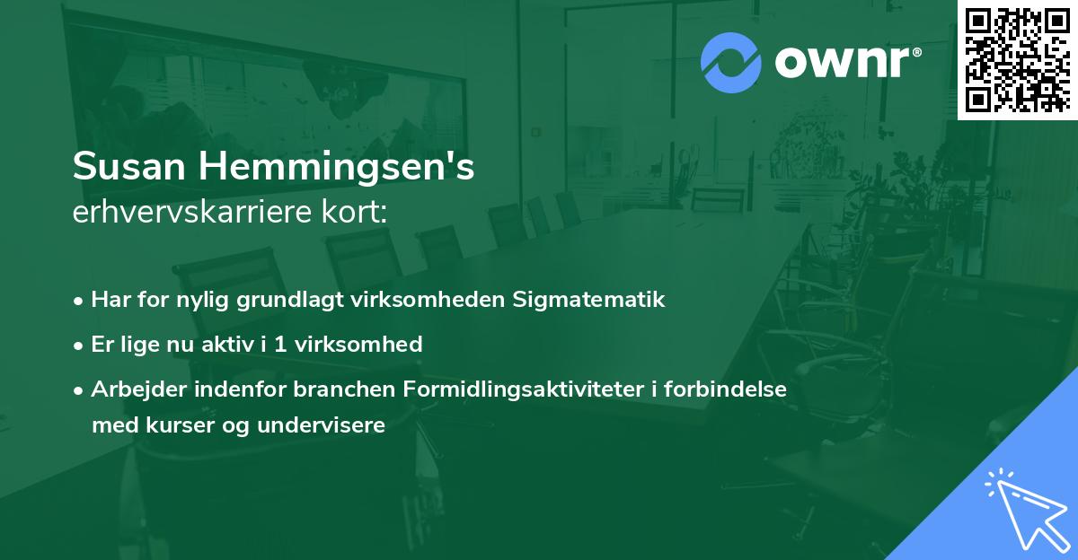 Susan Hemmingsen's erhvervskarriere kort