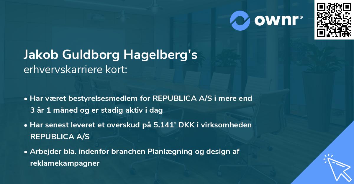 Jakob Guldborg Hagelberg's erhvervskarriere kort