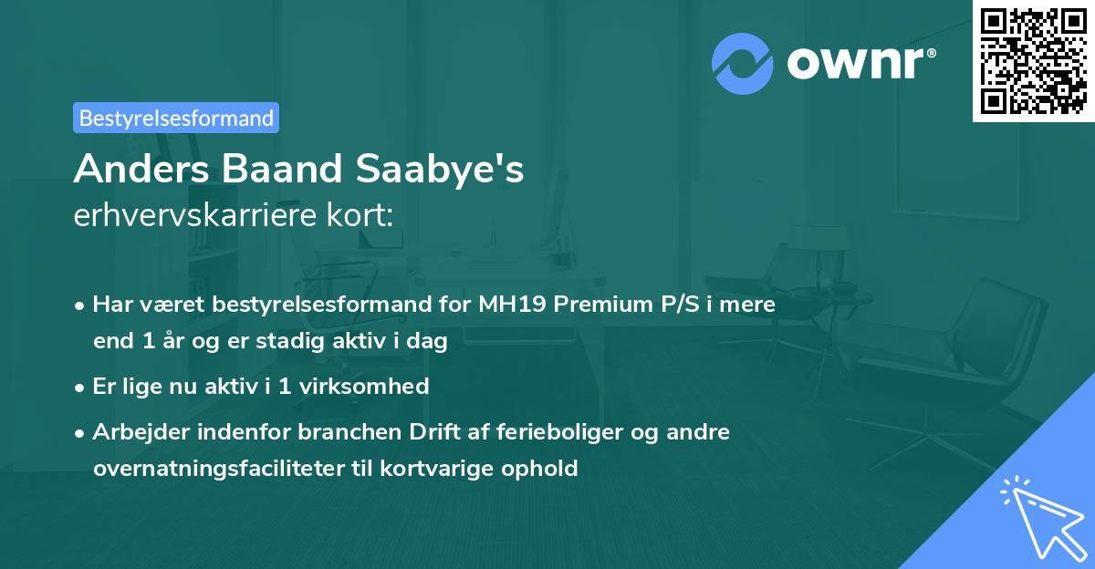 Anders Baand Saabye's erhvervskarriere kort