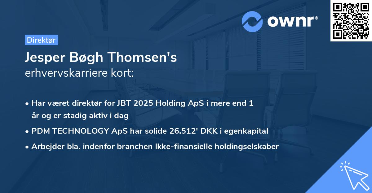 Jesper Bøgh Thomsen's erhvervskarriere kort