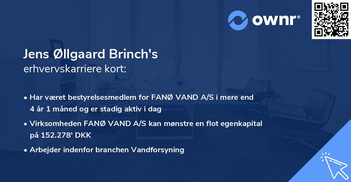 Jens Øllgaard Brinch's erhvervskarriere kort