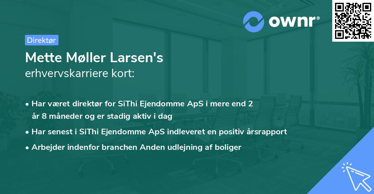 Mette Møller Larsen's erhvervskarriere kort