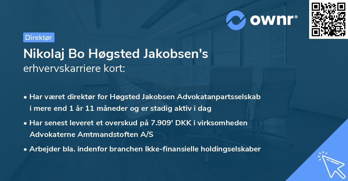 Nikolaj Bo Høgsted Jakobsen's erhvervskarriere kort
