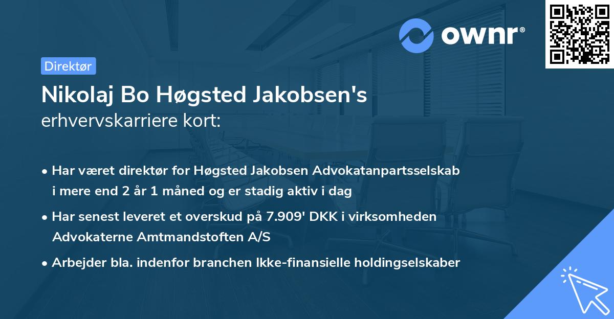 Nikolaj Bo Høgsted Jakobsen's erhvervskarriere kort