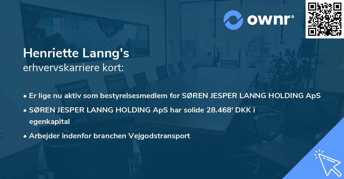 Henriette Lanng's erhvervskarriere kort