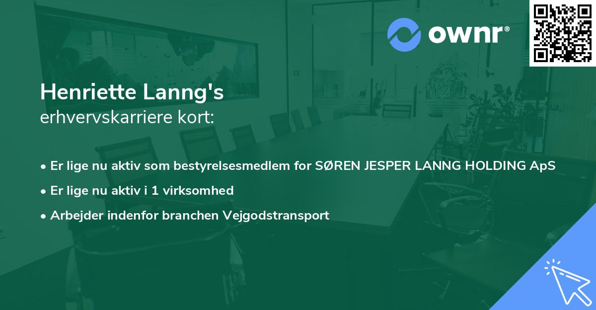 Henriette Lanng's erhvervskarriere kort