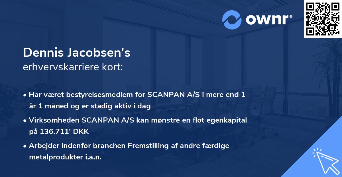 Dennis Jacobsen's erhvervskarriere kort
