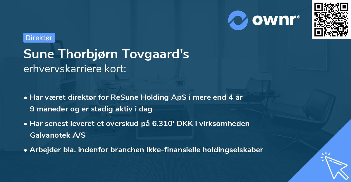 Sune Thorbjørn Tovgaard's erhvervskarriere kort