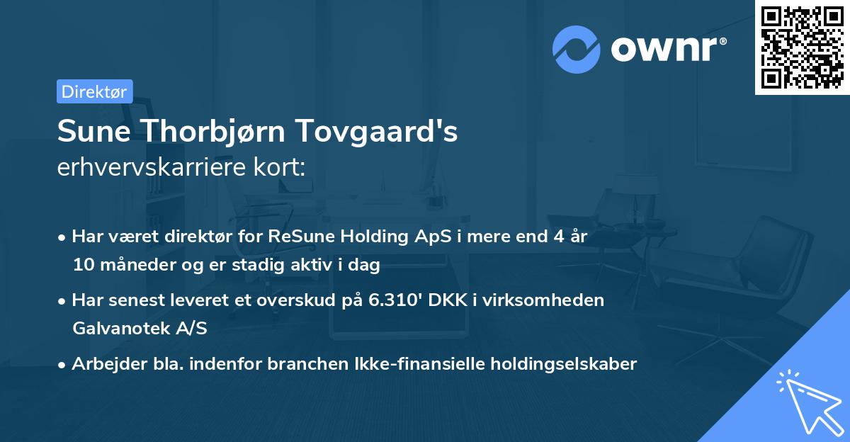 Sune Thorbjørn Tovgaard's erhvervskarriere kort