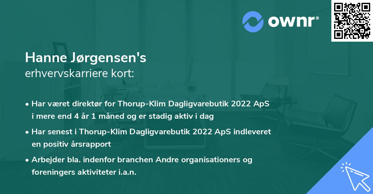 Hanne Jørgensen's erhvervskarriere kort