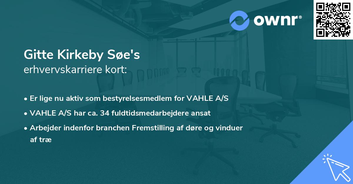 Gitte Kirkeby Søe's erhvervskarriere kort