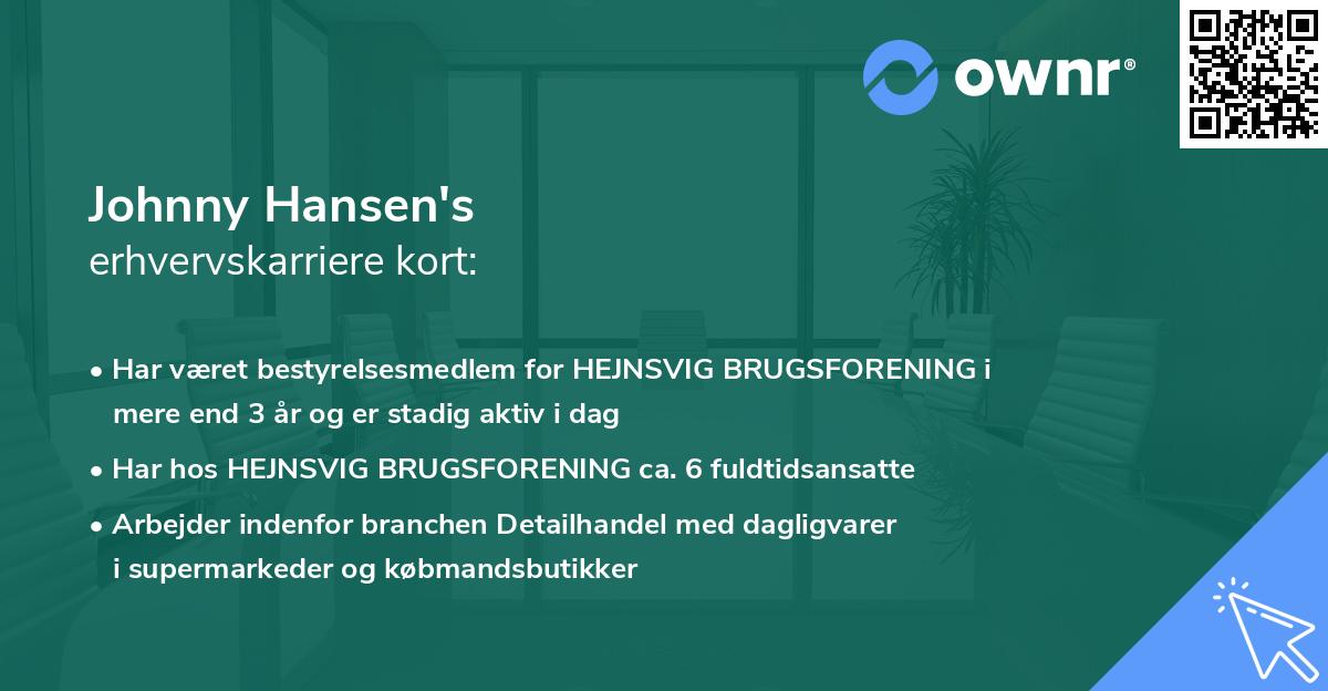 Johnny Hansen's erhvervskarriere kort