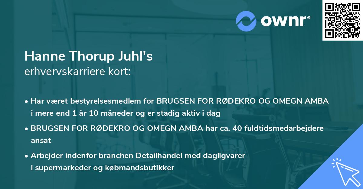 Hanne Thorup Juhl's erhvervskarriere kort