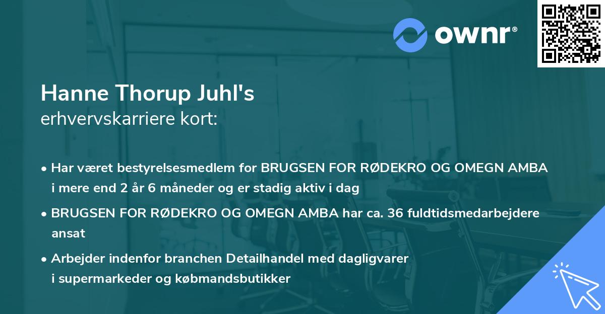 Hanne Thorup Juhl's erhvervskarriere kort