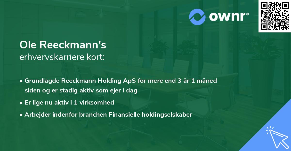 Ole Reeckmann's erhvervskarriere kort
