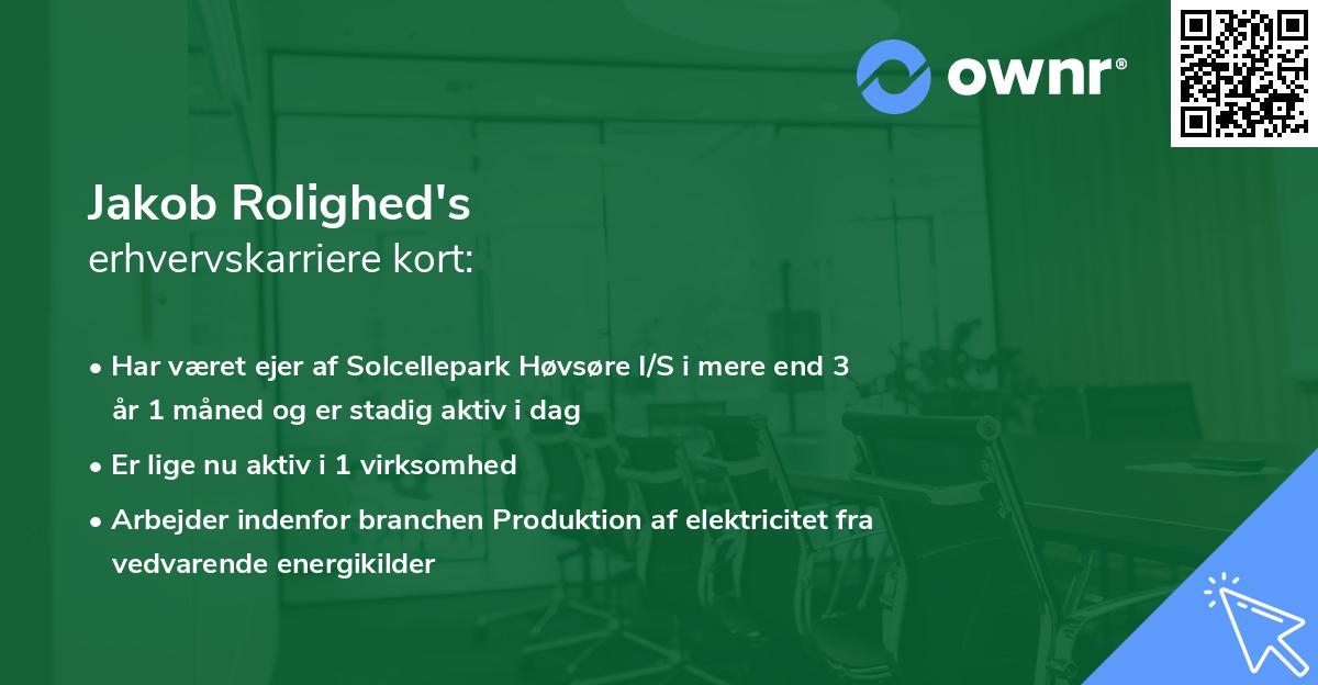 Jakob Rolighed's erhvervskarriere kort
