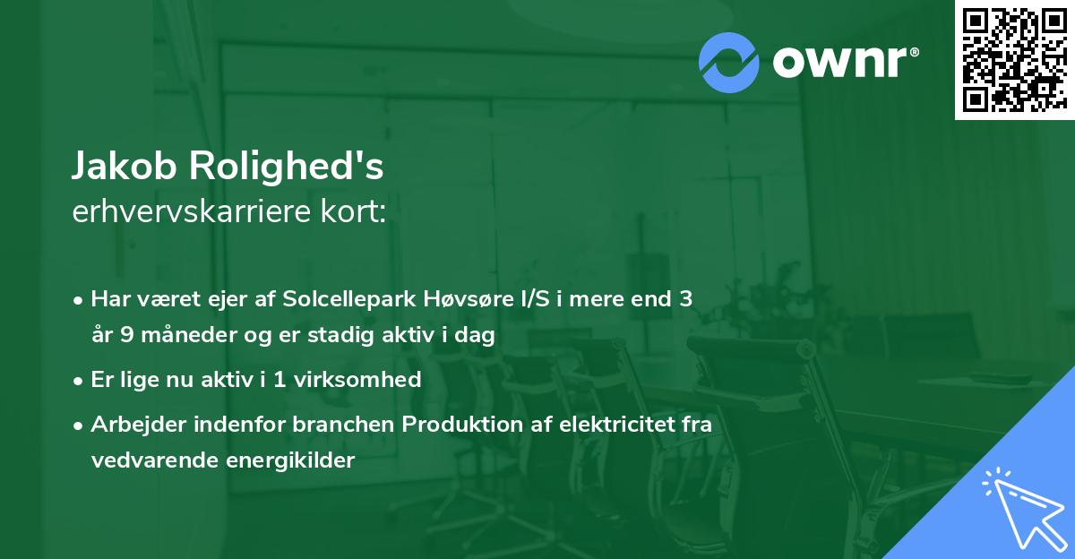 Jakob Rolighed's erhvervskarriere kort