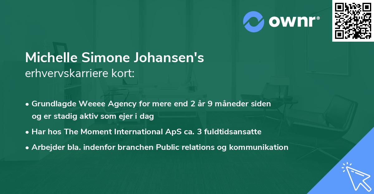 Michelle Simone Johansen's erhvervskarriere kort