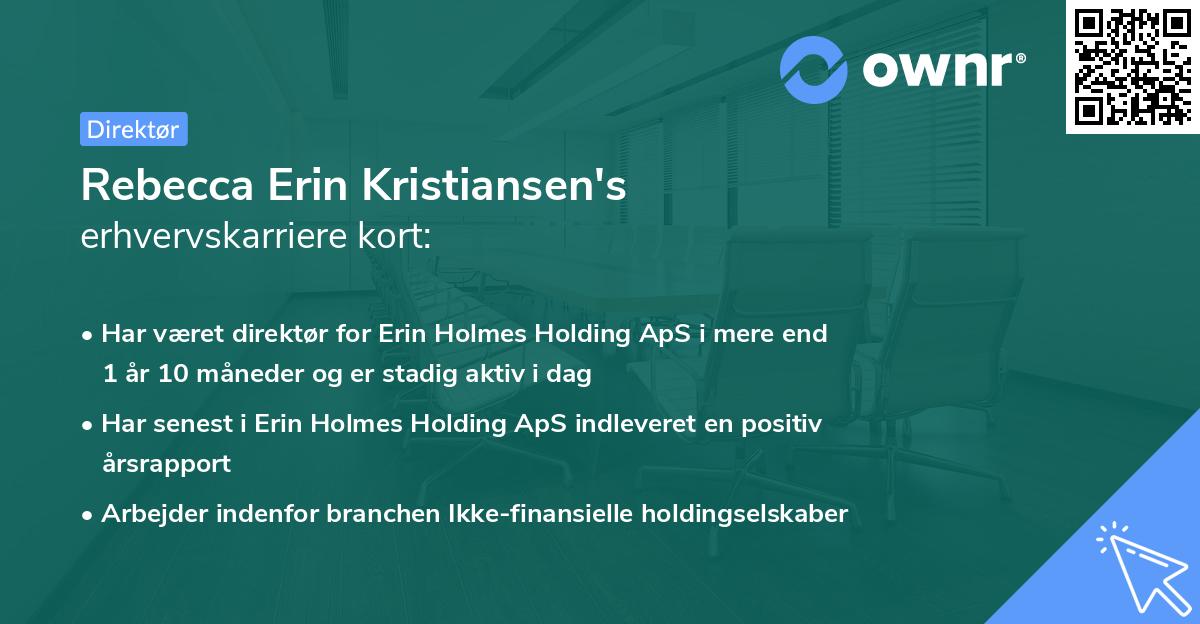 Rebecca Erin Kristiansen's erhvervskarriere kort