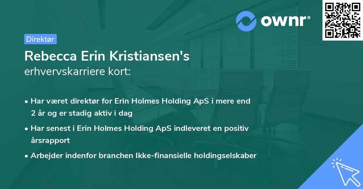 Rebecca Erin Kristiansen's erhvervskarriere kort