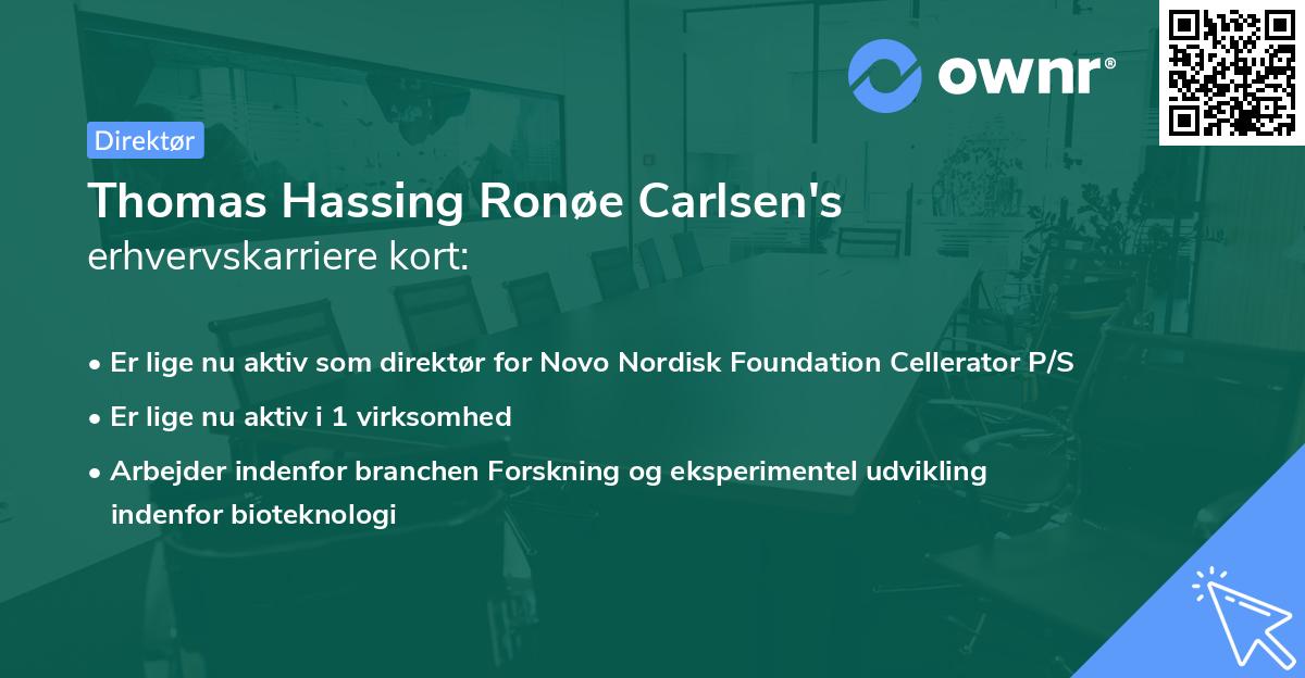 Thomas Hassing Ronøe Carlsen's erhvervskarriere kort